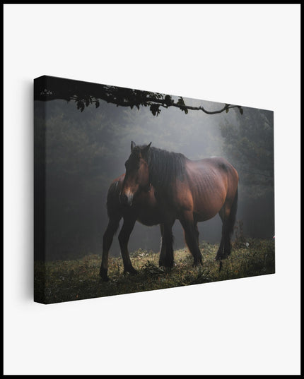 Brown Horses in the Forest Canvas