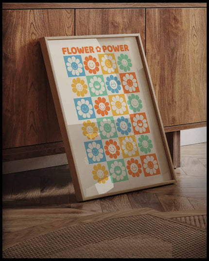 Flower Power Pattern Retro Poster