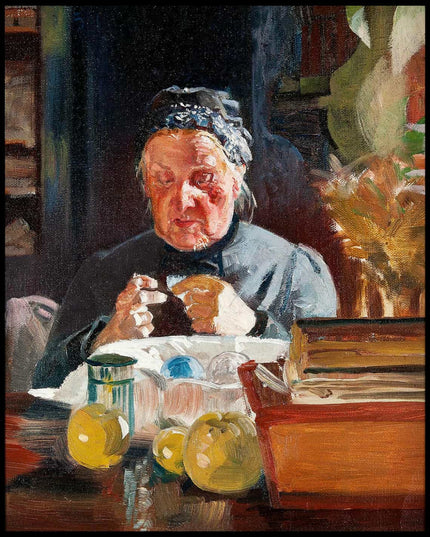 Woman at table, sketch