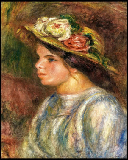 Buste De Femme, Chapeau De Paille Garni