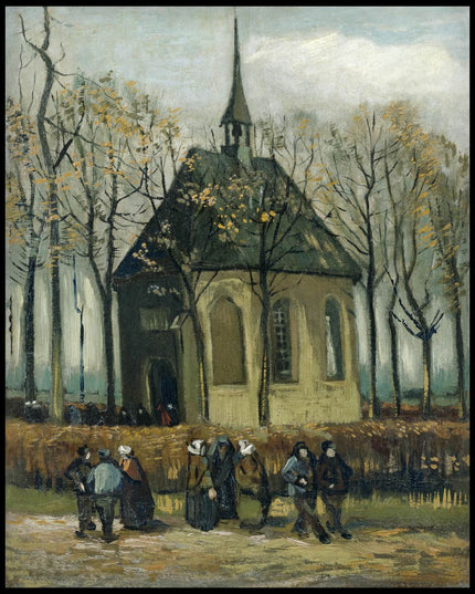 Die Kirche von Nuenen mit Kirchgängern