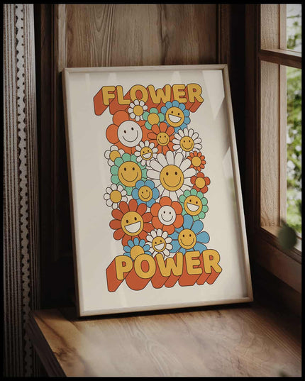 Flower Power Retro Poster