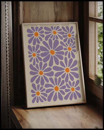 Retro Floral Pattern Violet Poster